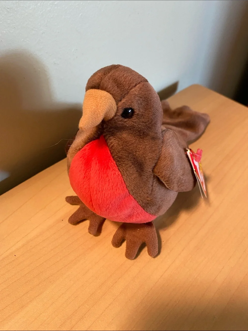 Ty Plush Robin Beanie Baby Brown and Red